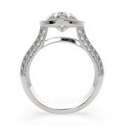 Beatrice Heart Cut Halo Pave Knife Edge Milgrain Engagement Ring Setting - Nivetta